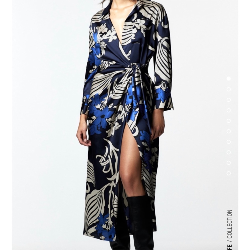 ZARA SS23 PRINTED SHIRT DRESS MIDI WRAP FRONT 7732/343/218 - Picture 9 of 10